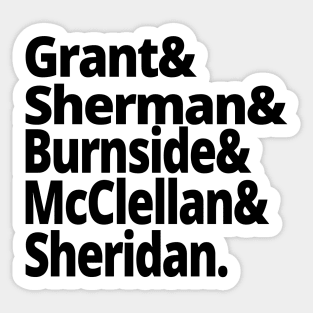 US Civil War History - Union Army Generals - Grant, Sherman, Burnside, McClellan, Sheridan - US Civil War History American History Sticker